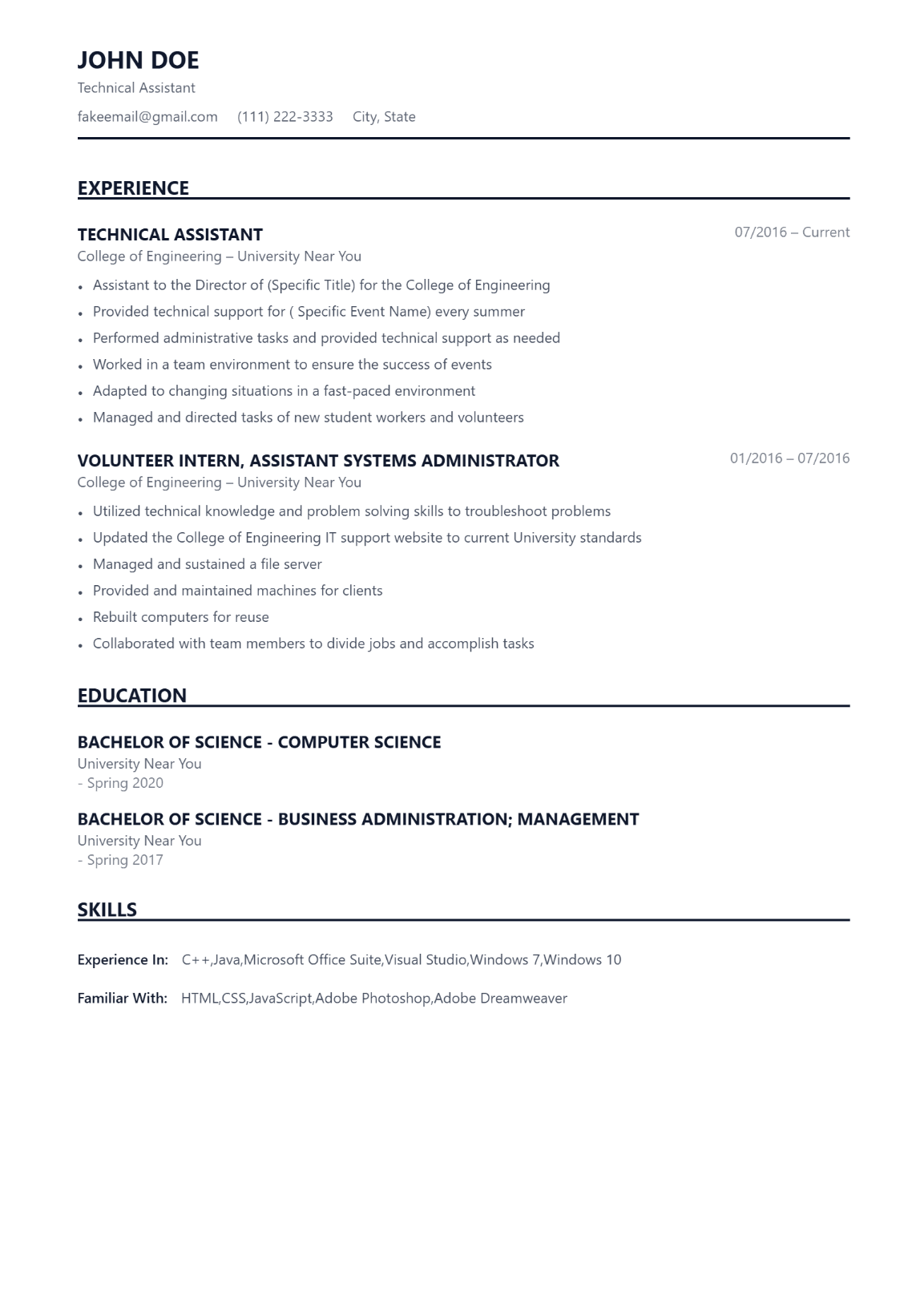 Teacher resume example using Eon template — Education industry ATS-friendly layout